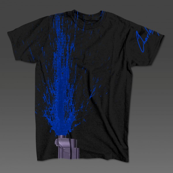Charles Arts Blue on Black T-Shirt